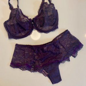 Chantelle Purple Lace Lingerie Set